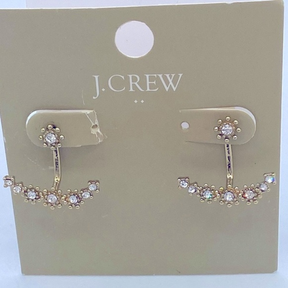 J Crew Designer Post Gold Tone Rhinestone Earrings NWT